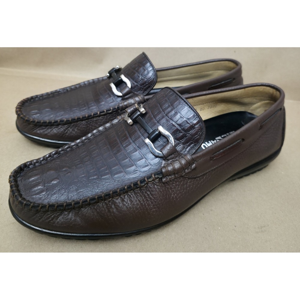 Salvatore Ferragamo (Sz 280mm US 9-10 E ) Driving Loafer Brown Horse Bit reptile